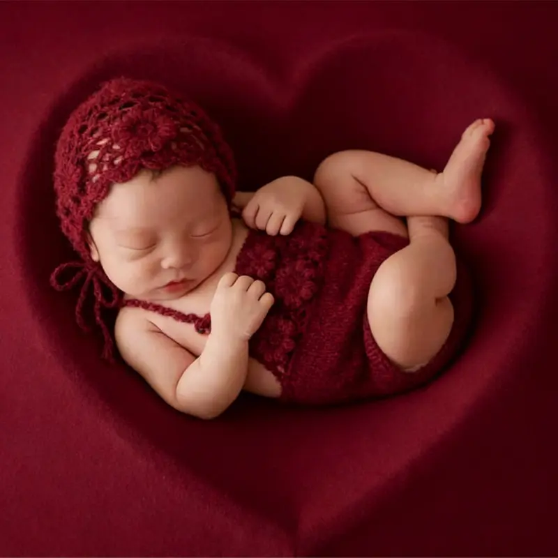 Handmade Floral Knitted Outfit Hat Set - Newborn Photography Outfit - Image 2